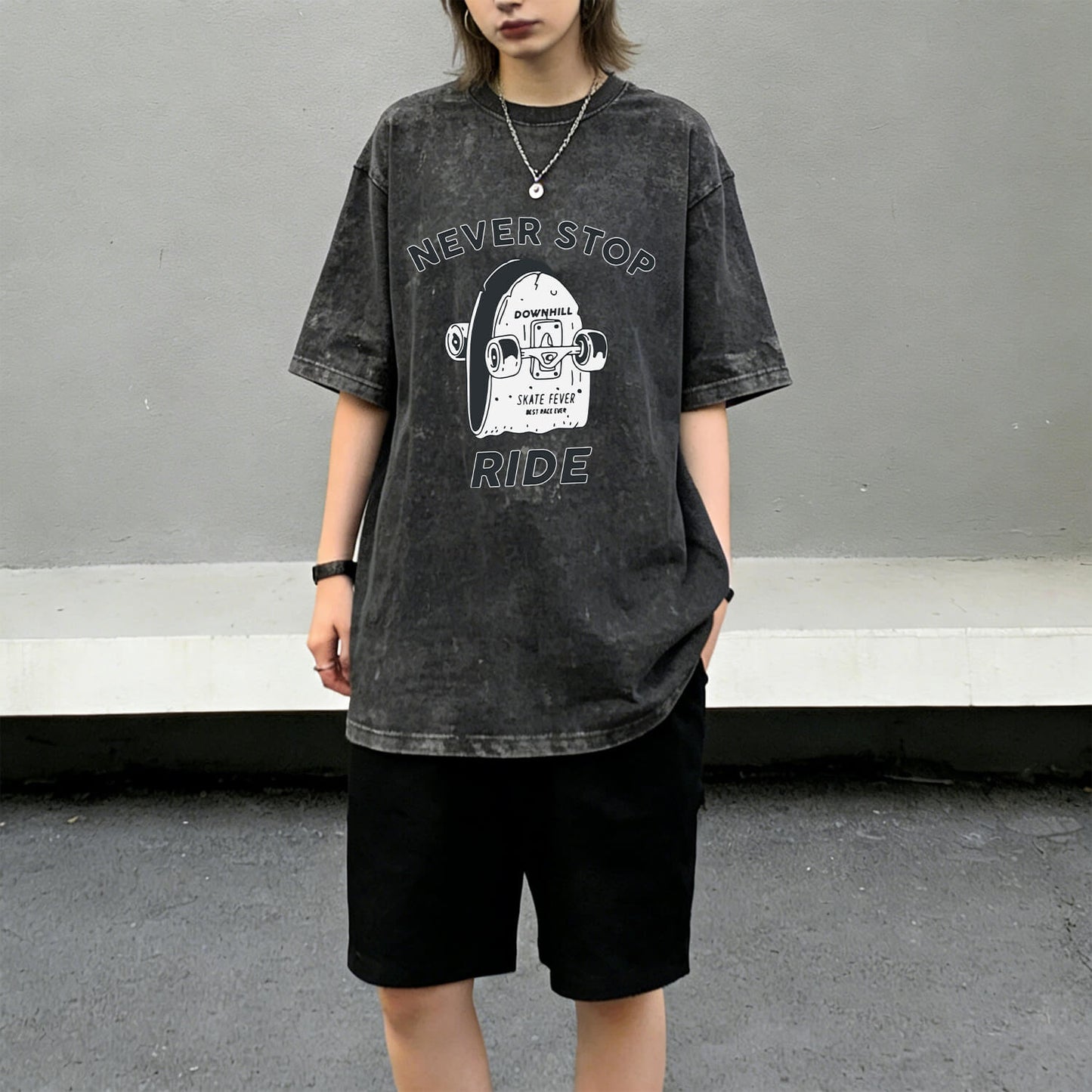 Never Stop Ride Washed T-Shirt PT099