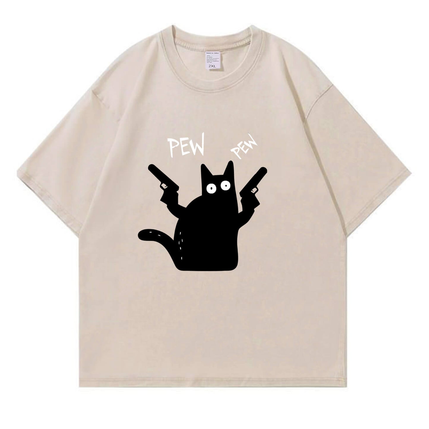 Pew Pew Black Cat Washed T-Shirt PT149