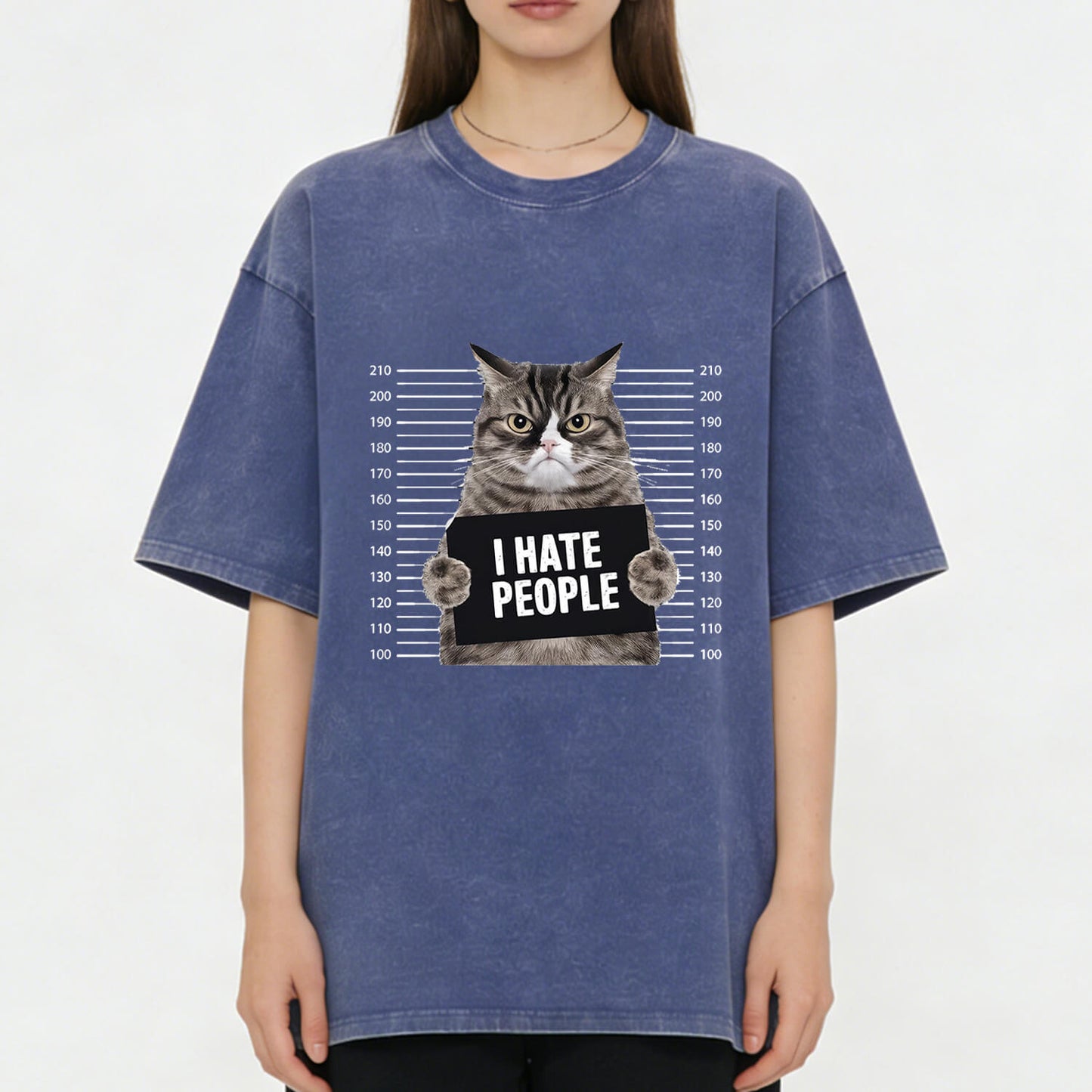 Cat Hate People Washed T-Shirt PT151