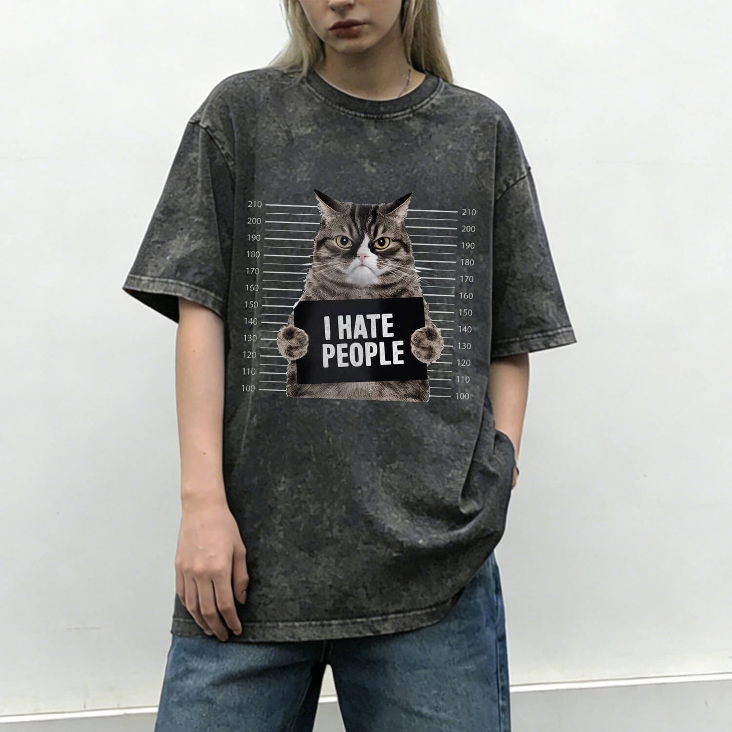Cat Hate People Washed T-Shirt PT151