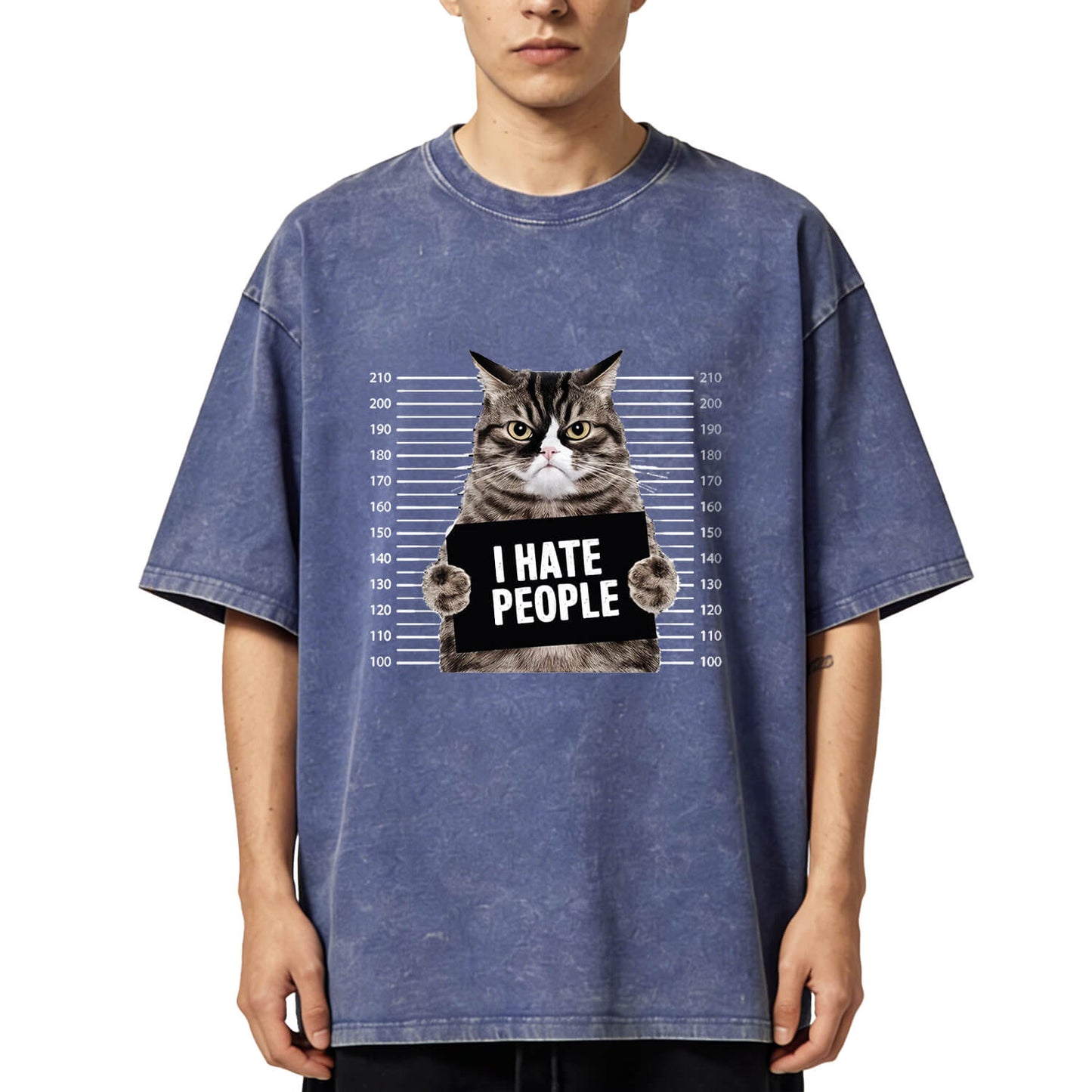 Cat Hate People Washed T-Shirt PT151