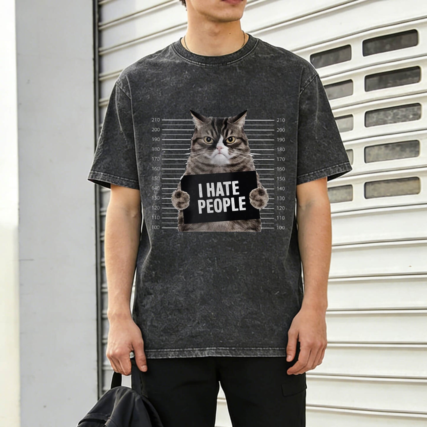 Cat Hate People Washed T-Shirt PT151