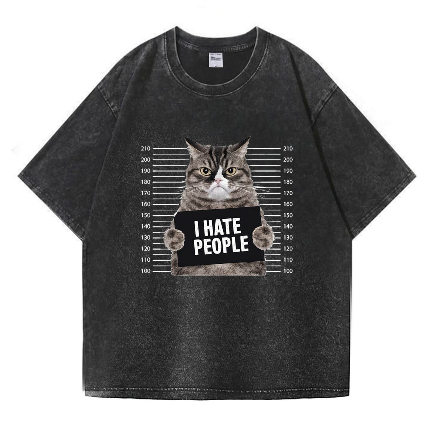 Cat Hate People Washed T-Shirt PT151