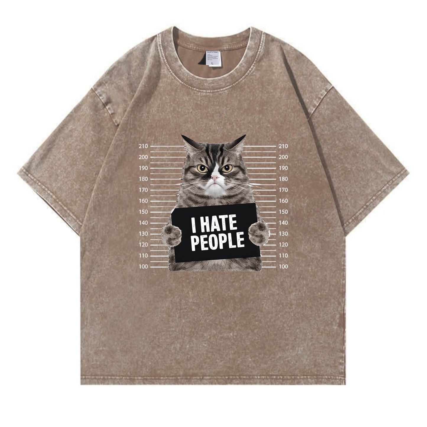 Cat Hate People Washed T-Shirt PT151