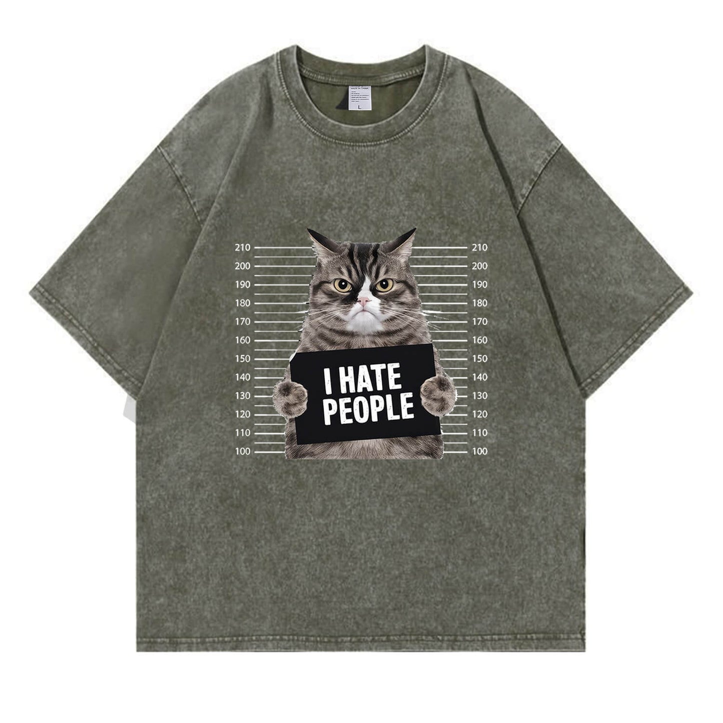 Cat Hate People Washed T-Shirt PT151
