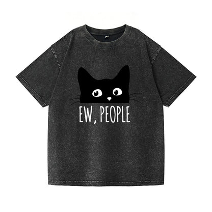 Ew People Black Cat Washed T-Shirt PT152