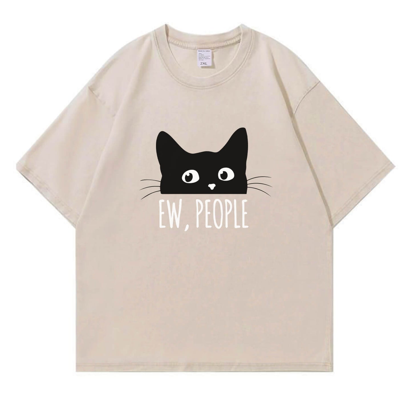 Ew People Black Cat Washed T-Shirt PT152