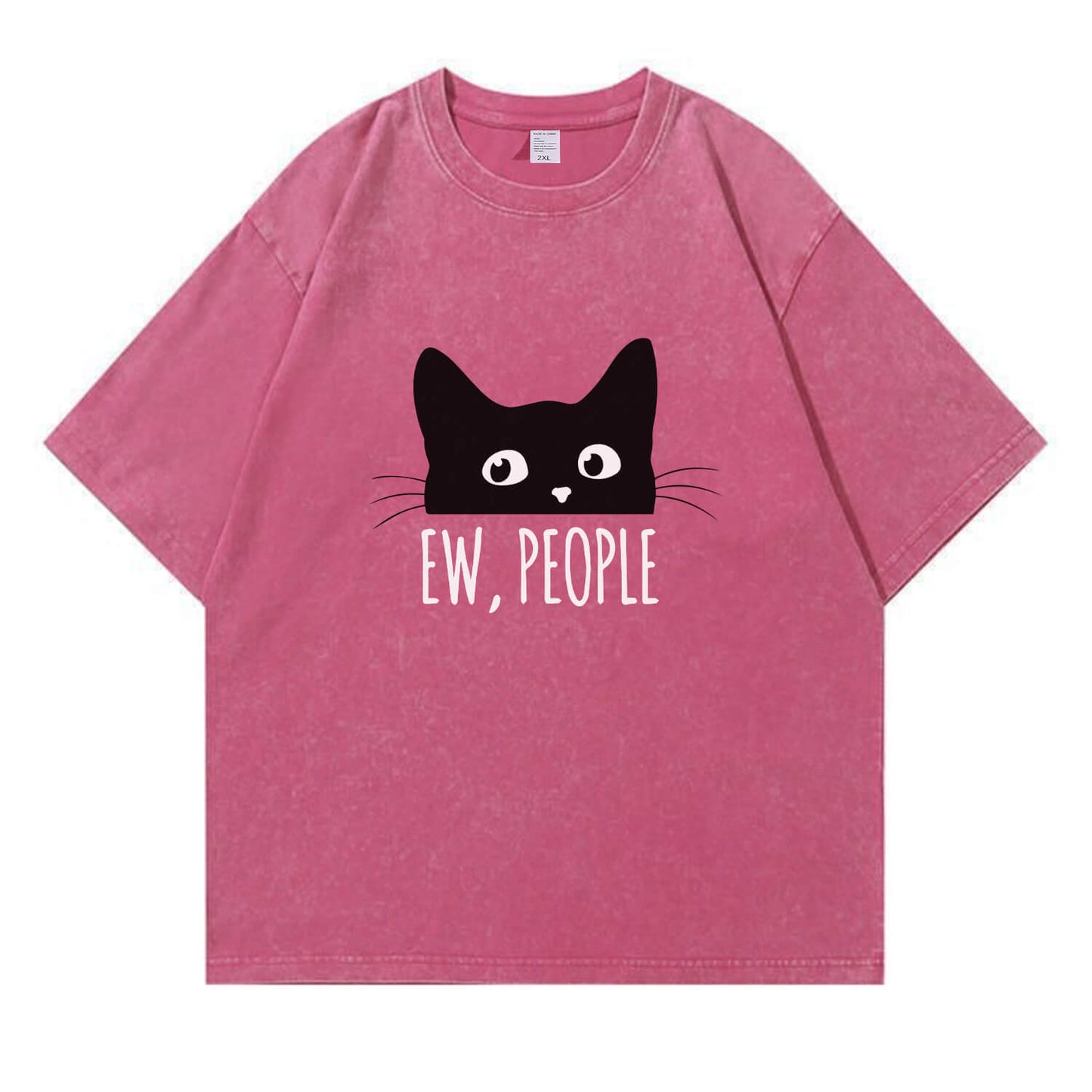 Ew People Black Cat Washed T-Shirt PT152