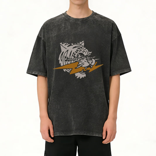 Vintage Tiger Print Washed T-Shirt PT158