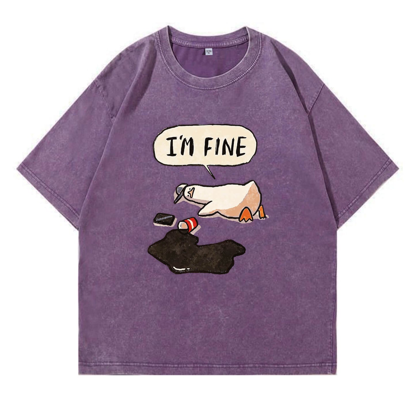 I'm Fine Duck Washed T-Shirt PT159