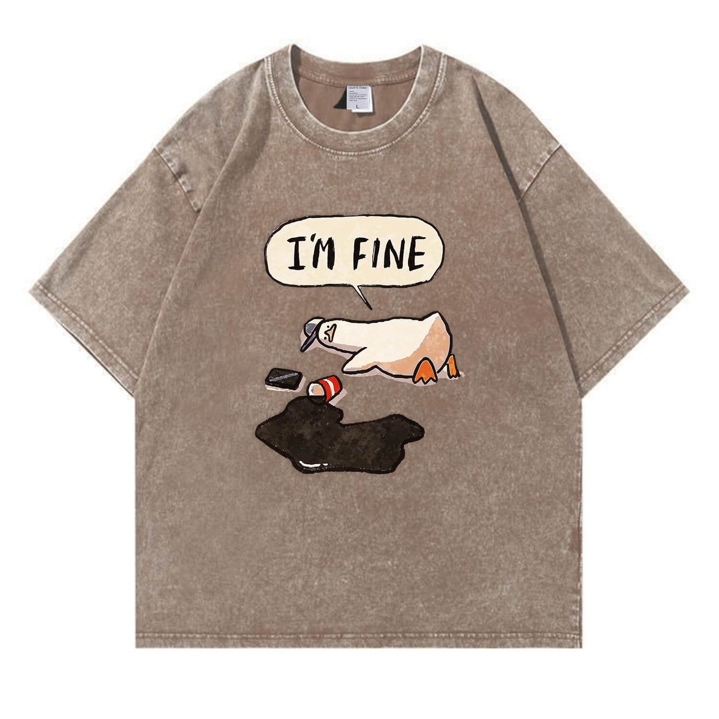 I'm Fine Duck Washed T-Shirt PT159