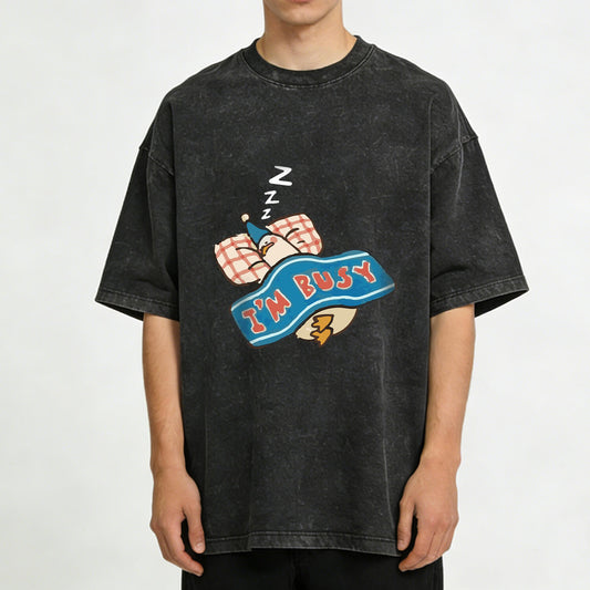 I'm Busy Sleeping Duck Washed T-Shirt PT160