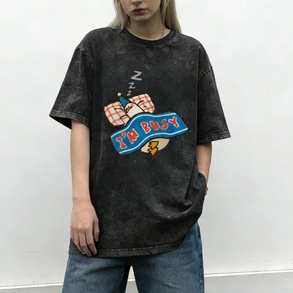 I'm Busy Sleeping Duck Washed T-Shirt PT160