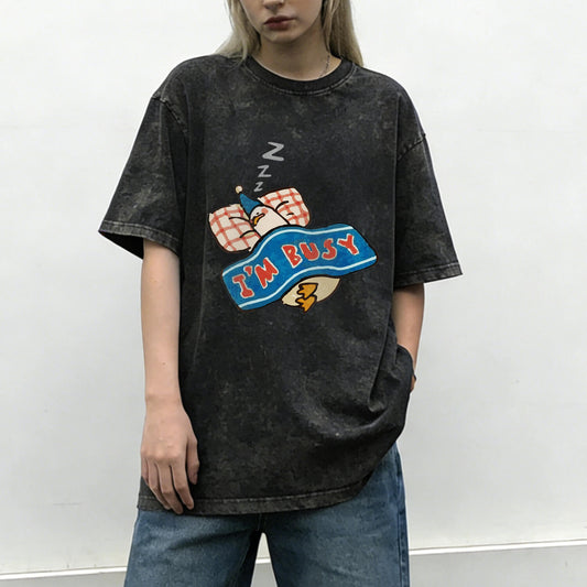 I'm Busy Sleeping Duck Washed T-Shirt PT160
