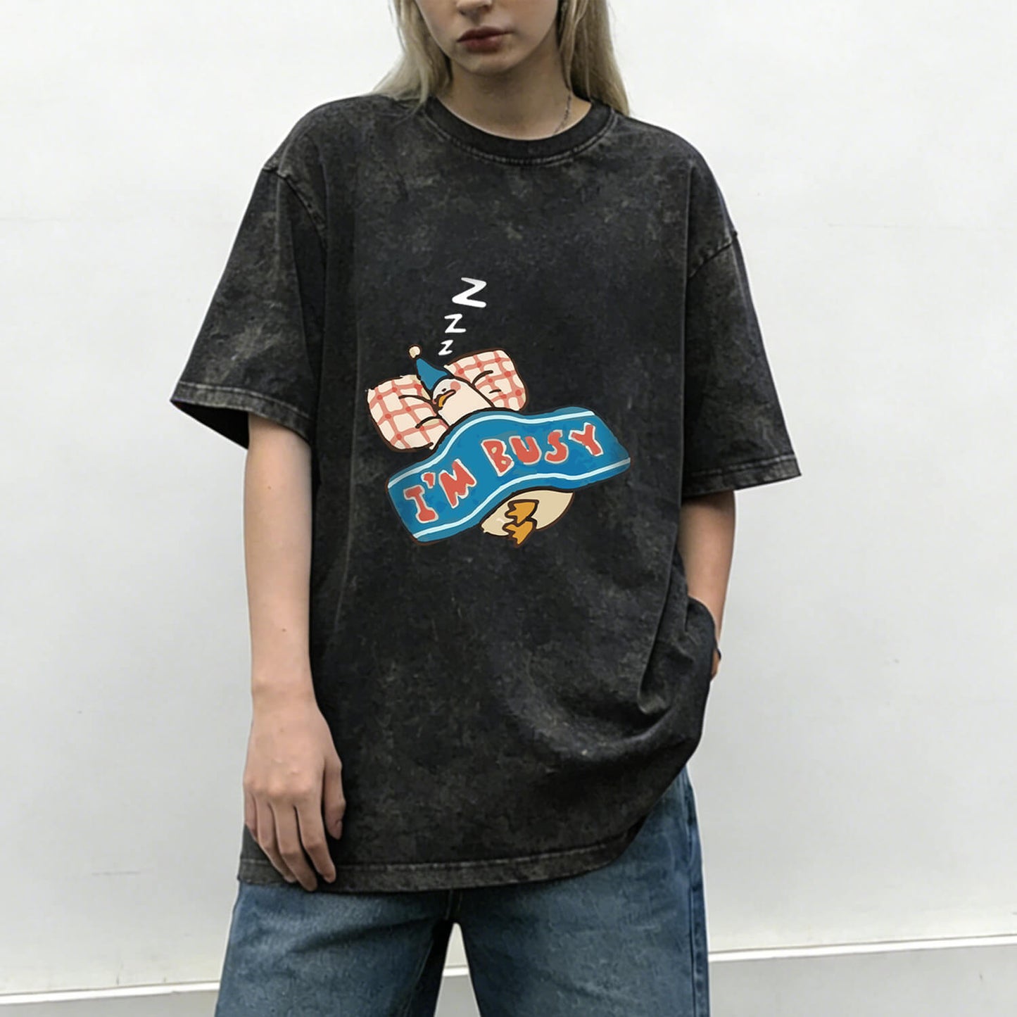 I'm Busy Sleeping Duck Washed T-Shirt PT160