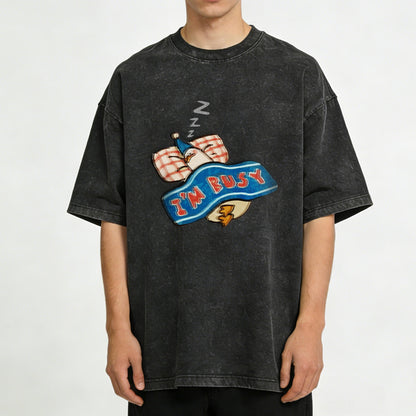 I'm Busy Sleeping Duck Washed T-Shirt PT160