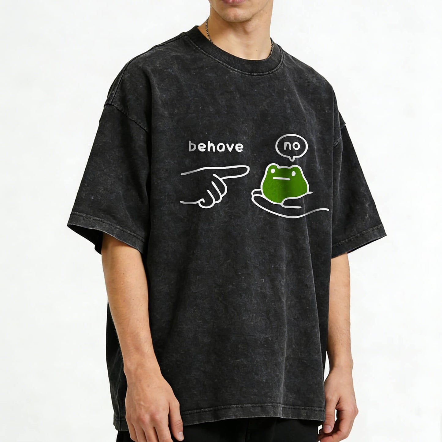 Behave No Frog Meme Washed T-Shirt PT166