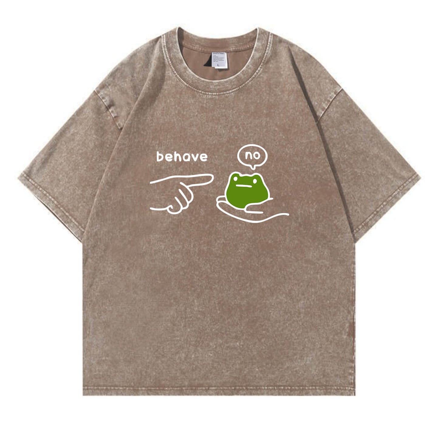 Behave No Frog Meme Washed T-Shirt PT166