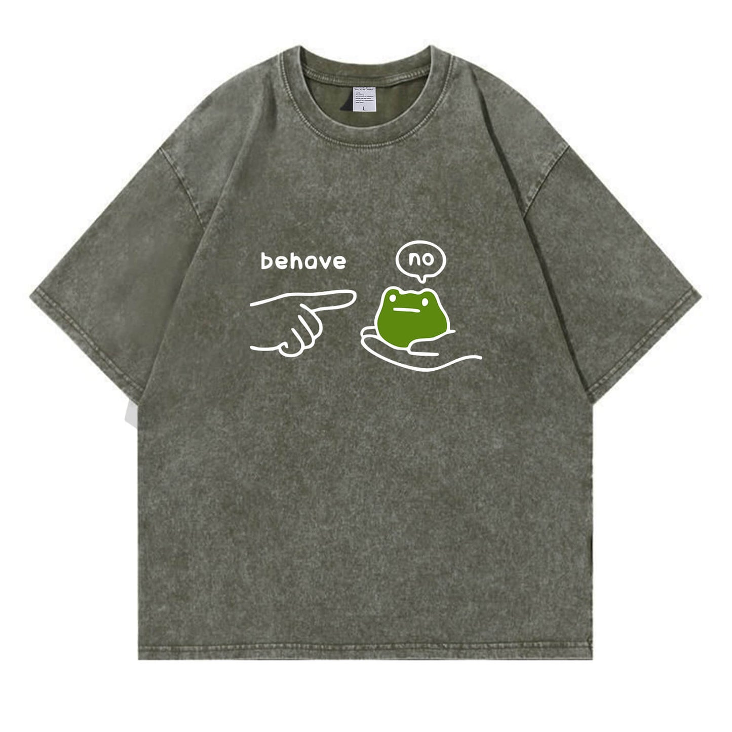 Behave No Frog Meme Washed T-Shirt PT166