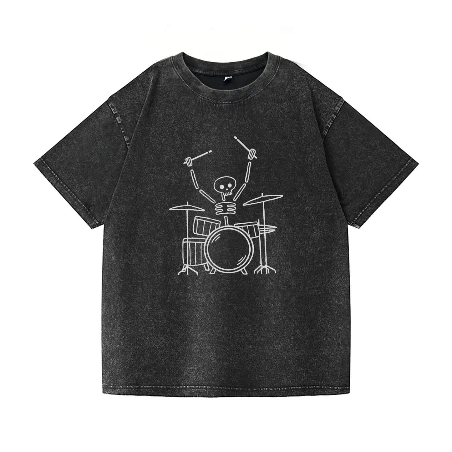 Skeleton Drummer Washed T-Shirt PT168