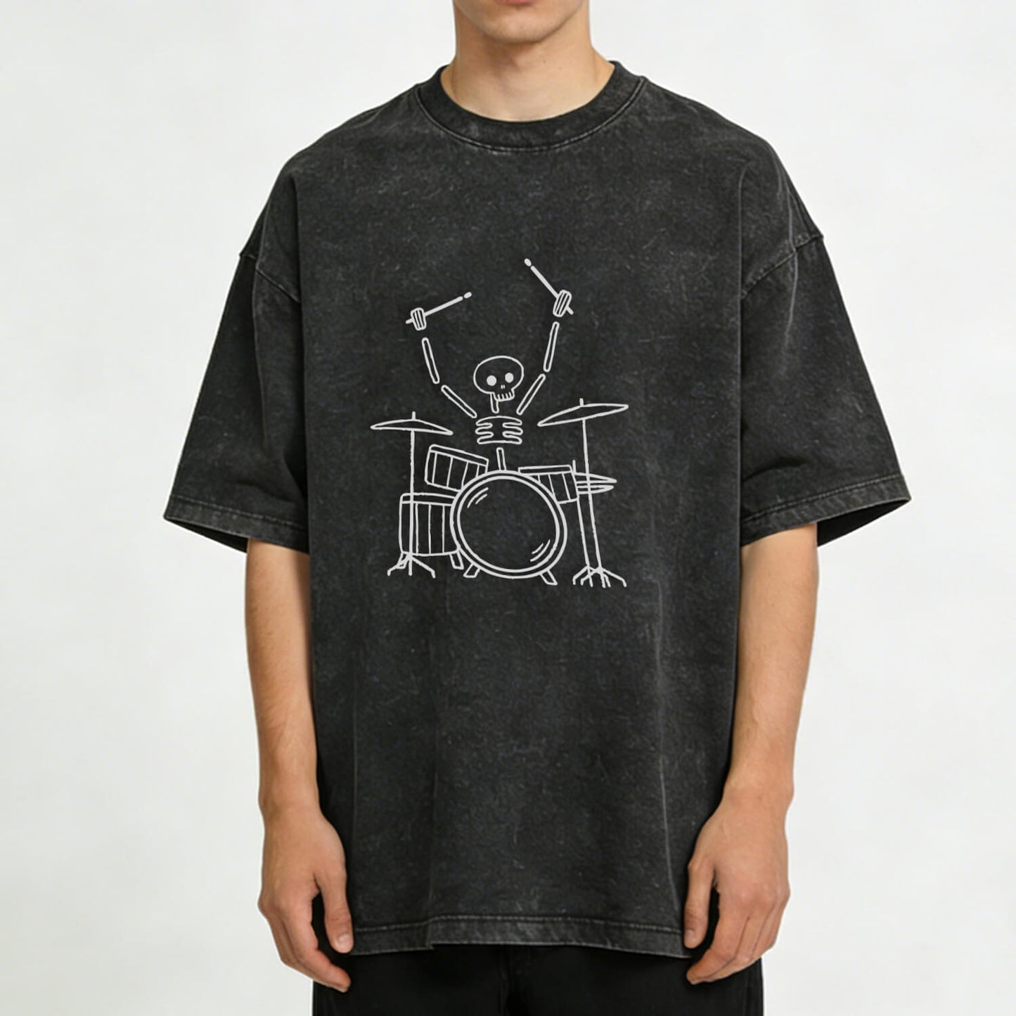 Skeleton Drummer Washed T-Shirt PT168