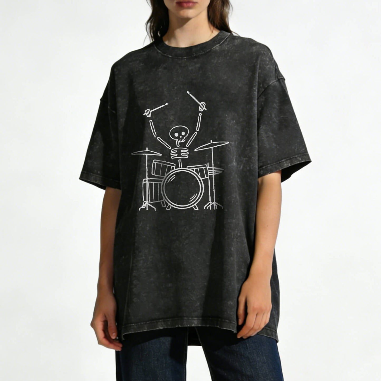 Skeleton Drummer Washed T-Shirt PT168