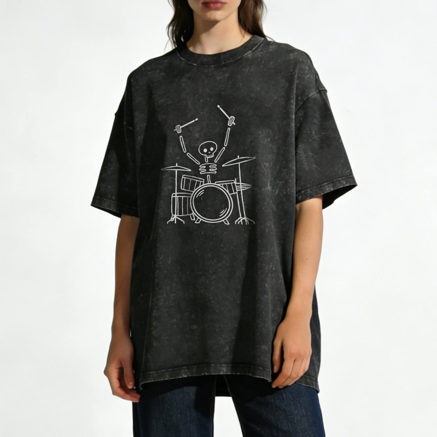 Skeleton Drummer Washed T-Shirt PT168