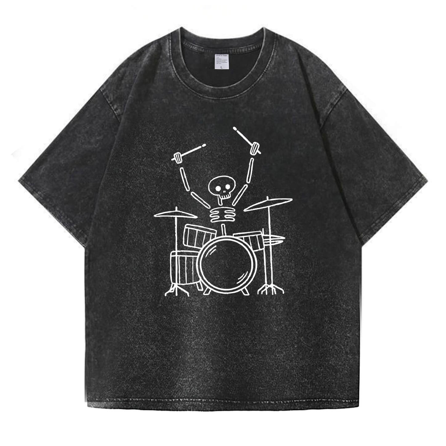 Skeleton Drummer Washed T-Shirt PT168