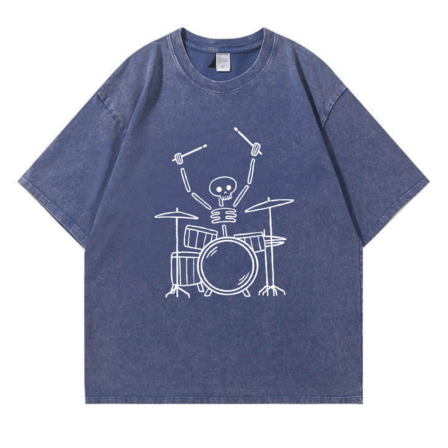 Skeleton Drummer Washed T-Shirt PT168