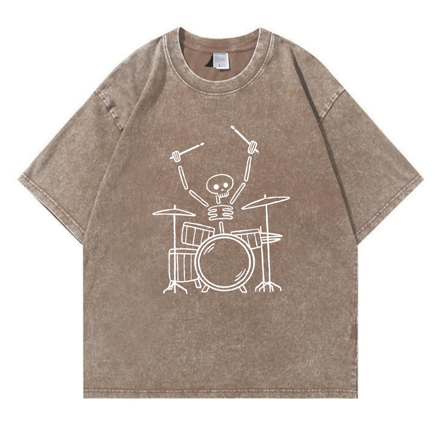 Skeleton Drummer Washed T-Shirt PT168