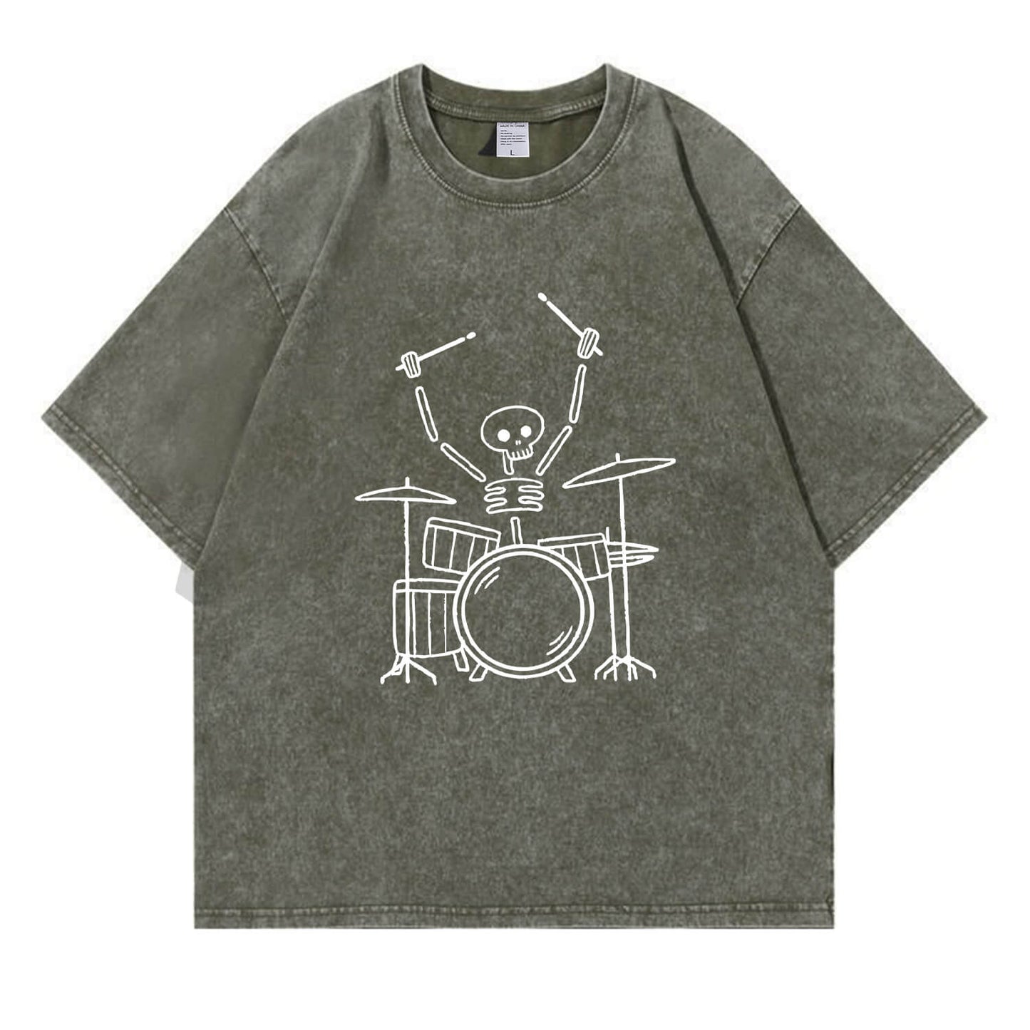 Skeleton Drummer Washed T-Shirt PT168