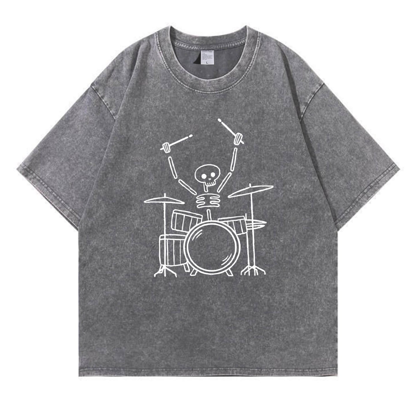 Skeleton Drummer Washed T-Shirt PT168