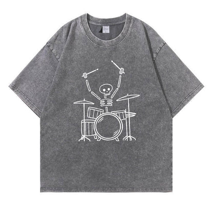 Skeleton Drummer Washed T-Shirt PT168