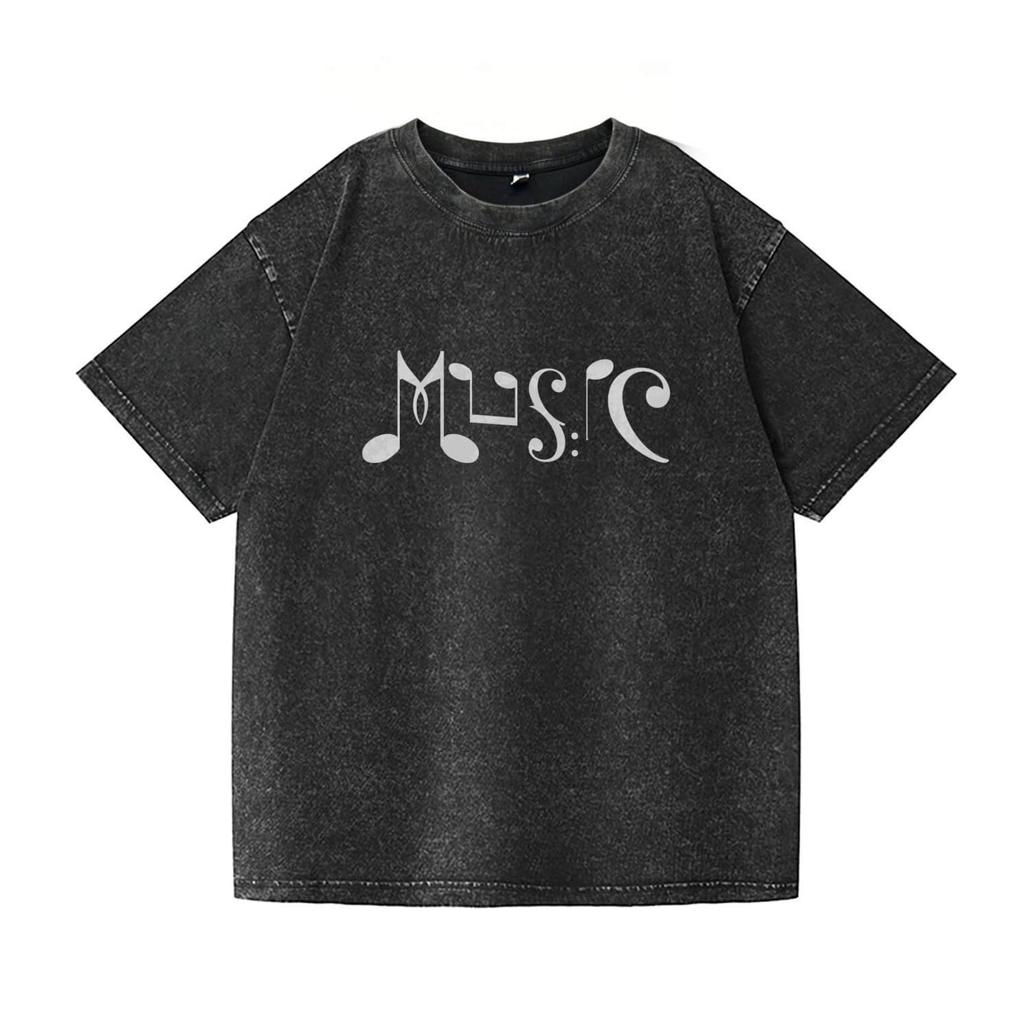 Musical Note Art “MUSIC” Washed T-Shirt PT169