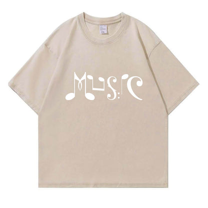 Musical Note Art “MUSIC” Washed T-Shirt PT169