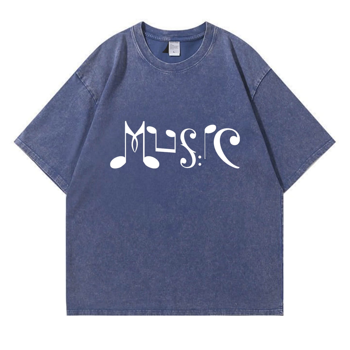 Musical Note Art “MUSIC” Washed T-Shirt PT169