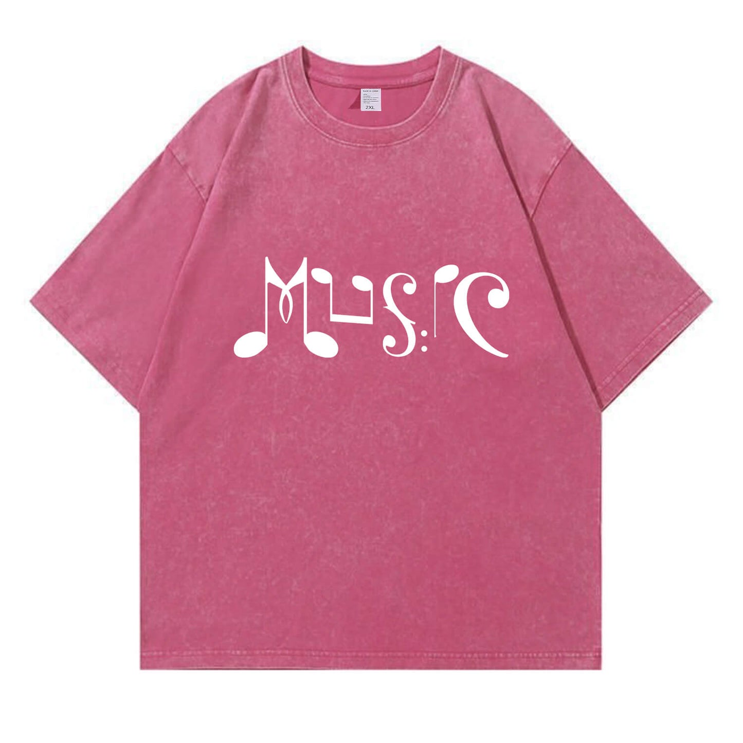 Musical Note Art “MUSIC” Washed T-Shirt PT169