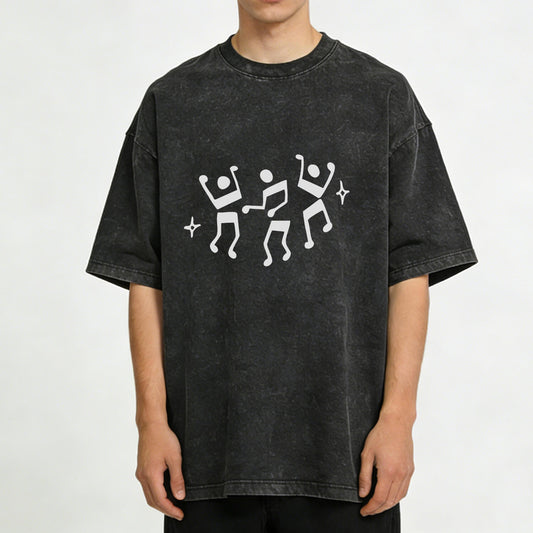 Dancing Music Notes Washed T-Shirt PT170