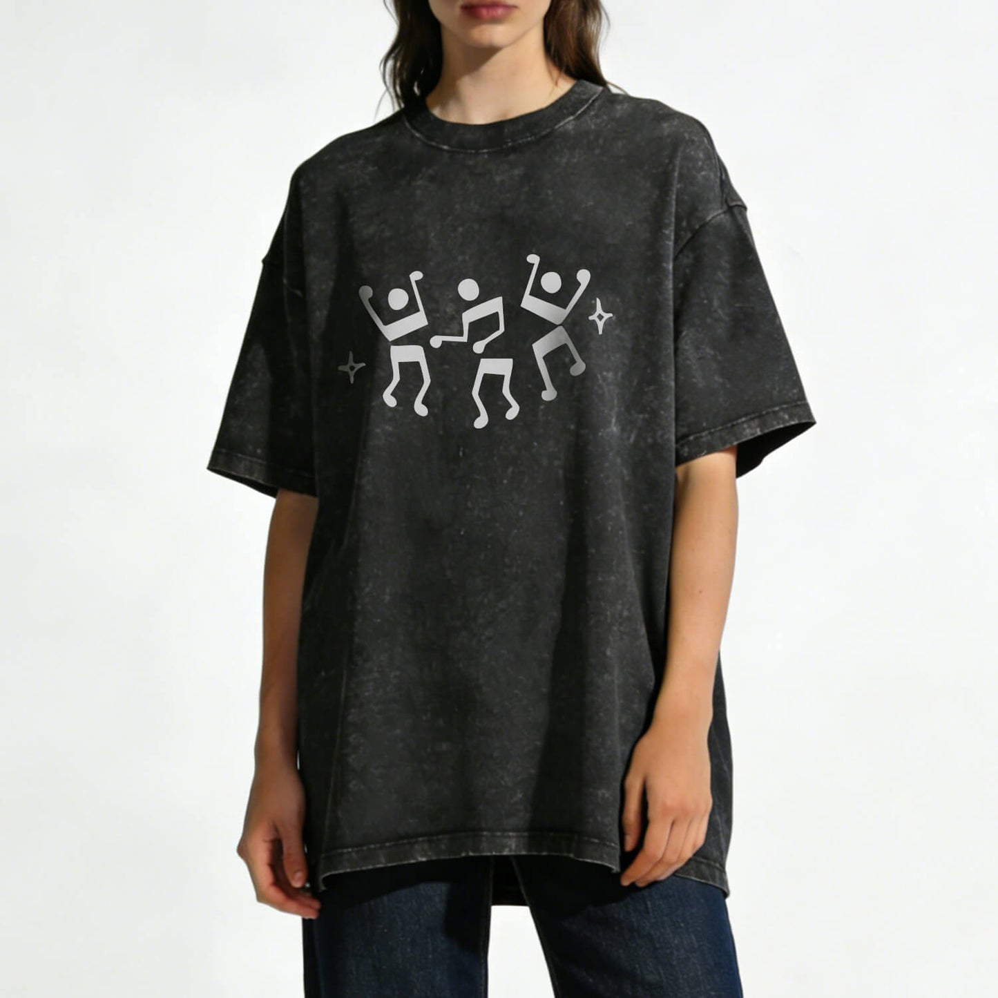 Dancing Music Notes Washed T-Shirt PT170