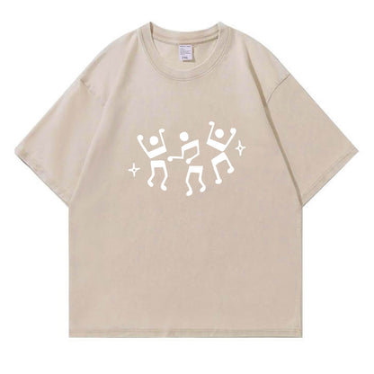 Dancing Music Notes Washed T-Shirt PT170