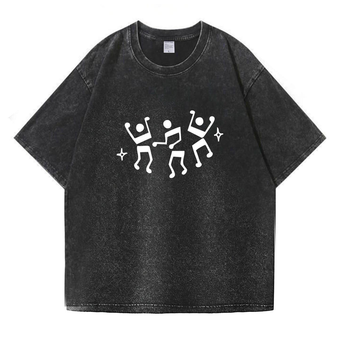 Dancing Music Notes Washed T-Shirt PT170