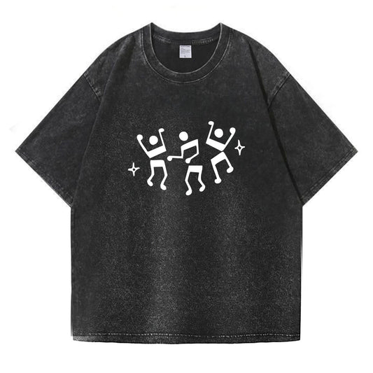 Dancing Music Notes Washed T-Shirt PT170