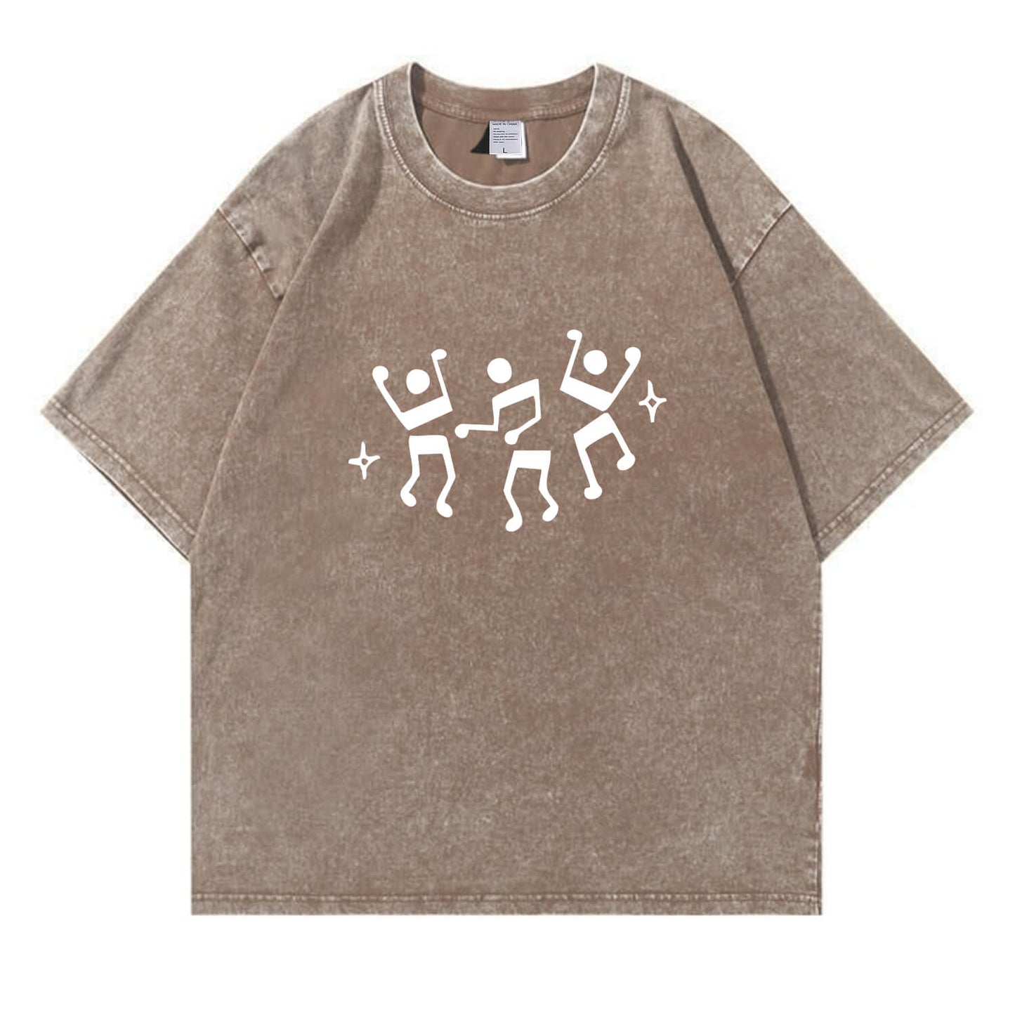 Dancing Music Notes Washed T-Shirt PT170