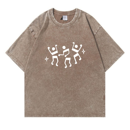 Dancing Music Notes Washed T-Shirt PT170