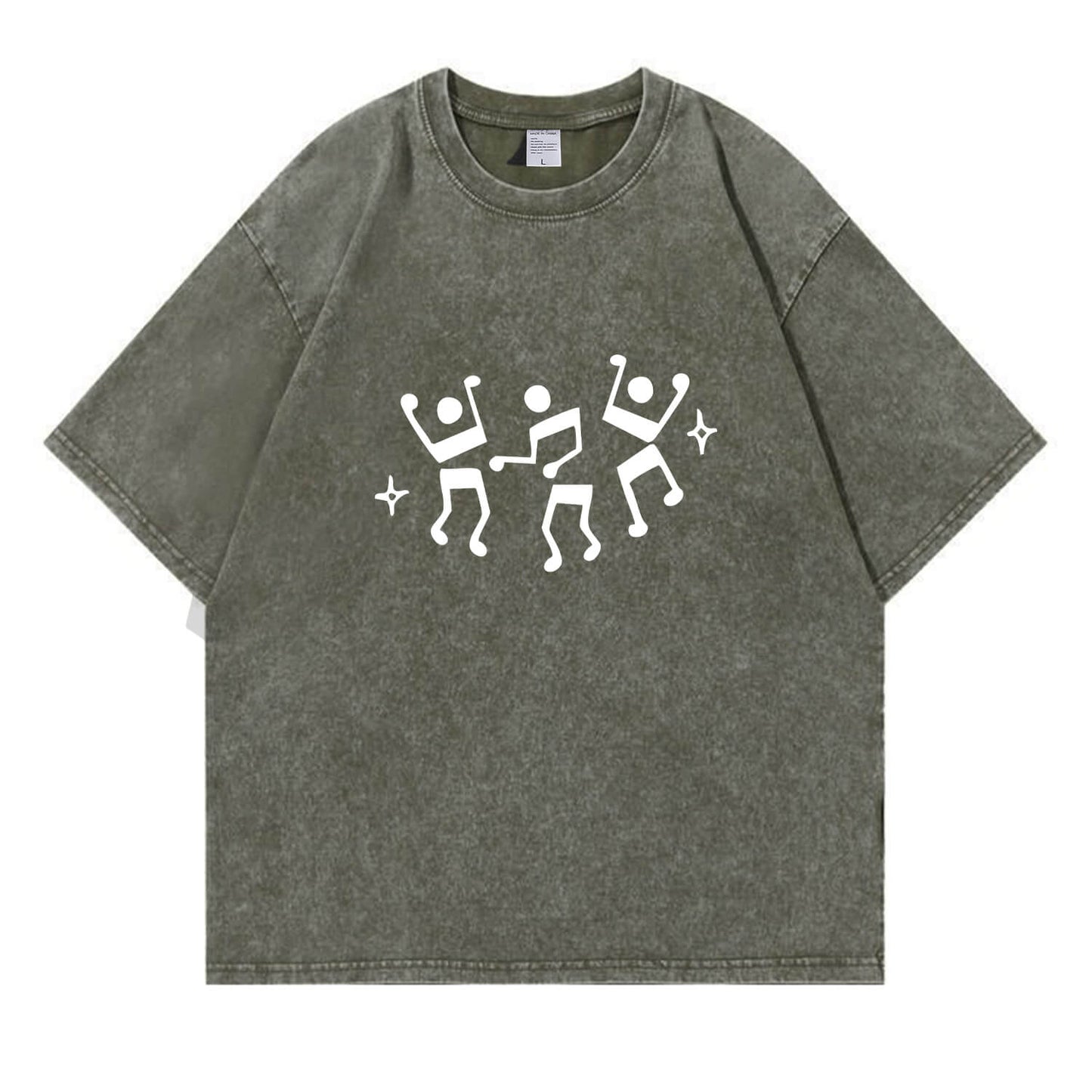 Dancing Music Notes Washed T-Shirt PT170