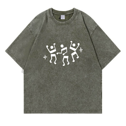 Dancing Music Notes Washed T-Shirt PT170