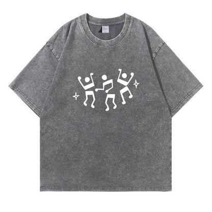 Dancing Music Notes Washed T-Shirt PT170