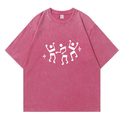 Dancing Music Notes Washed T-Shirt PT170