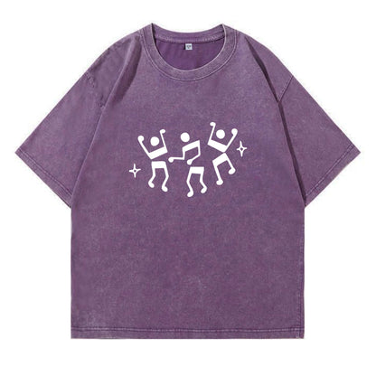 Dancing Music Notes Washed T-Shirt PT170