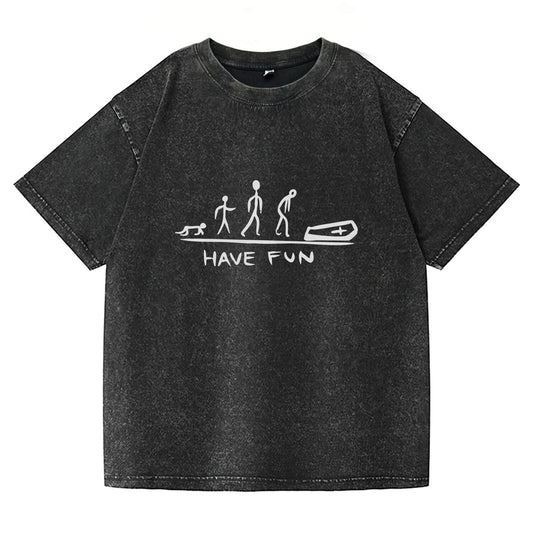 Evolution Meme Coffin Graphic Washed T-Shirt PT174